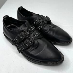 Bleecker & Bond Leigh Monk Strap Studded Leather Buckle Oxford Shoes, Size 6